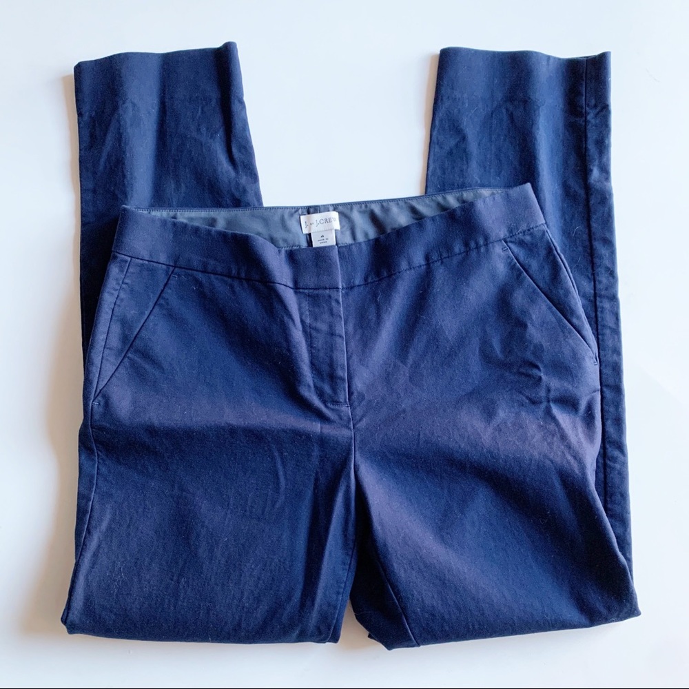 J.Crew Cotton Work Pant Navy Career Comfort Business Casual Size 4